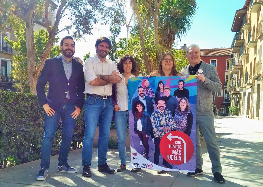 David Martos, Eneko Larrarte, Marisa Marqués, Olga Risueño y Javier Gómez, cinco primeros integrantes de la lista de Izquierda Ezkerra en Tudela