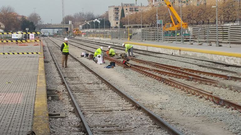 Obras del AVE en la estación de tren de Granada