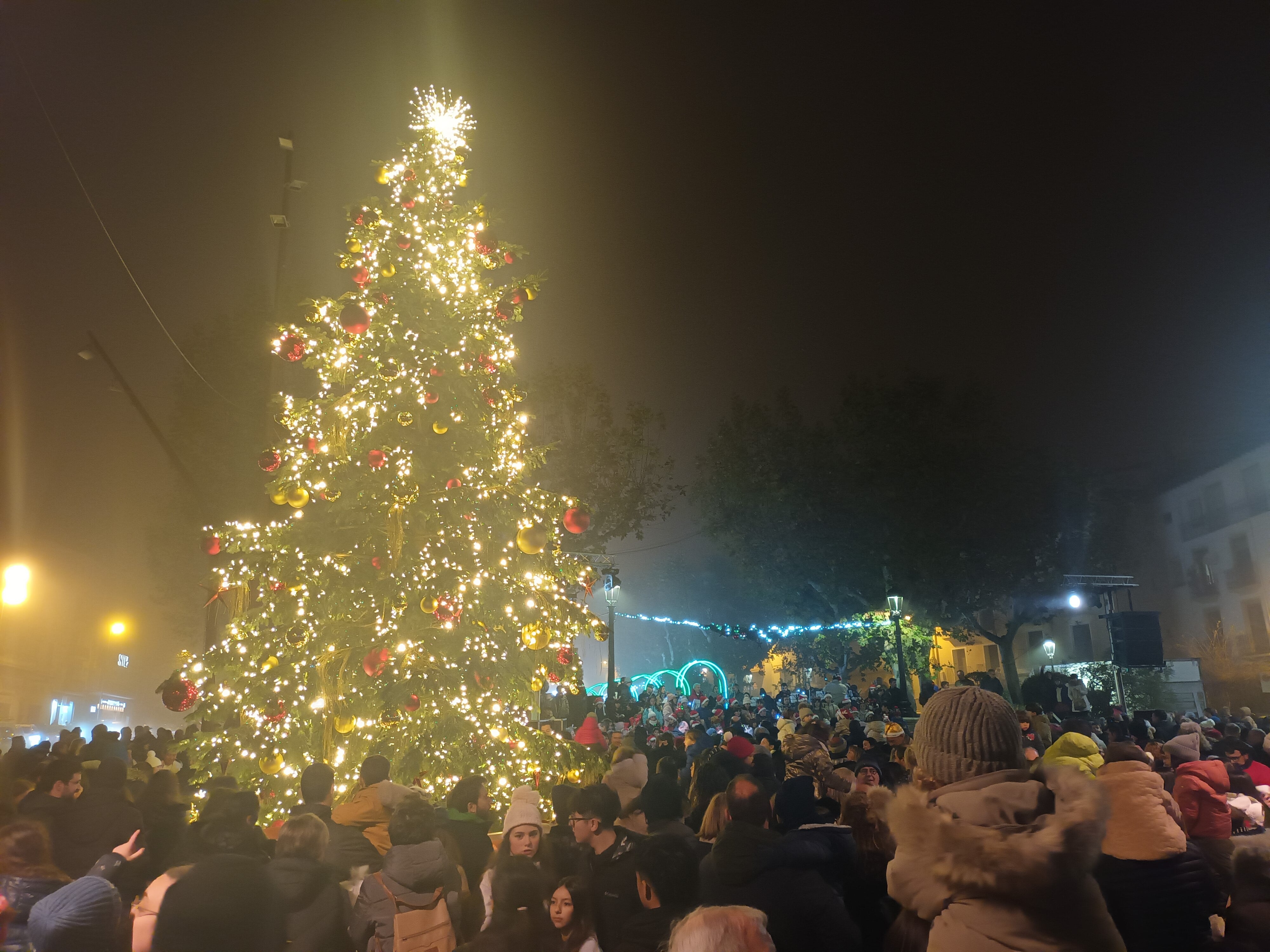 Árbol de Navidad en la Plaza de Aragón de Barbastro