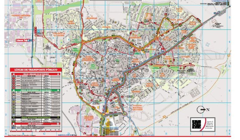 Mapa de líneas de transporte público en Colmenar Viejo