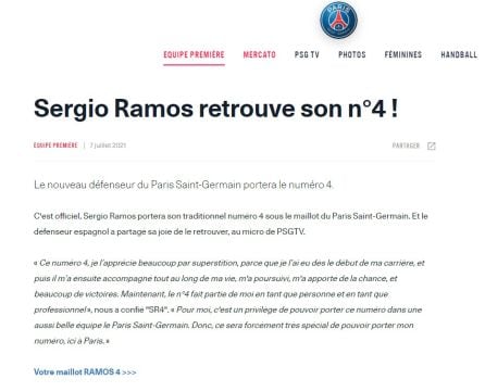 Comunicado de la web del PSG.