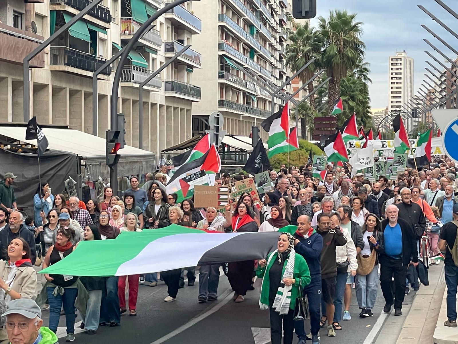 Una multitudinaria manifestación recorre el centro de Logroño en apoyo a Palestina y reclamando &quot;el fin del genocidio&quot;
