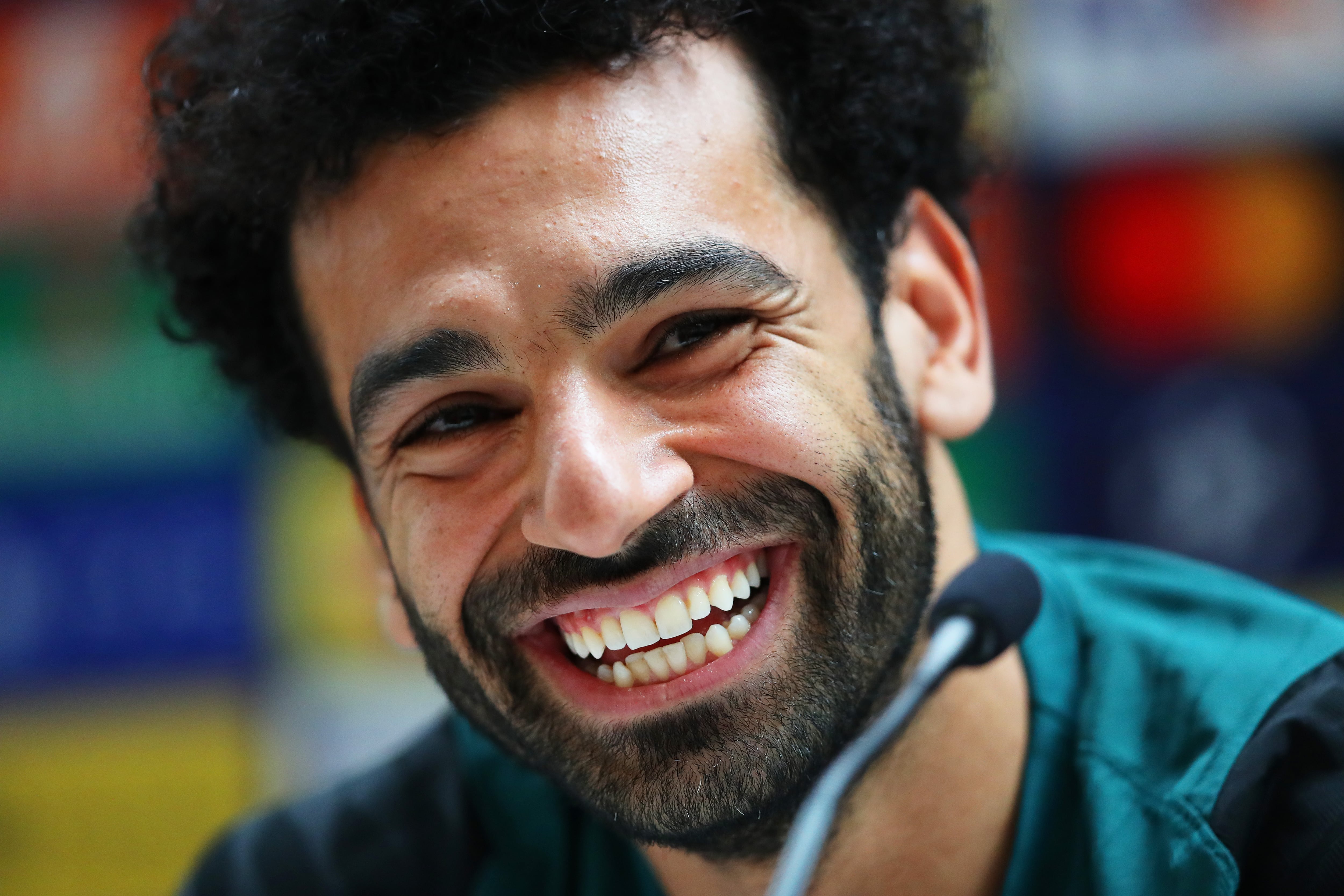 Mohamed Salah, durante la rueda de prensa con el Liverpool antes de la final contra el Real Madrid