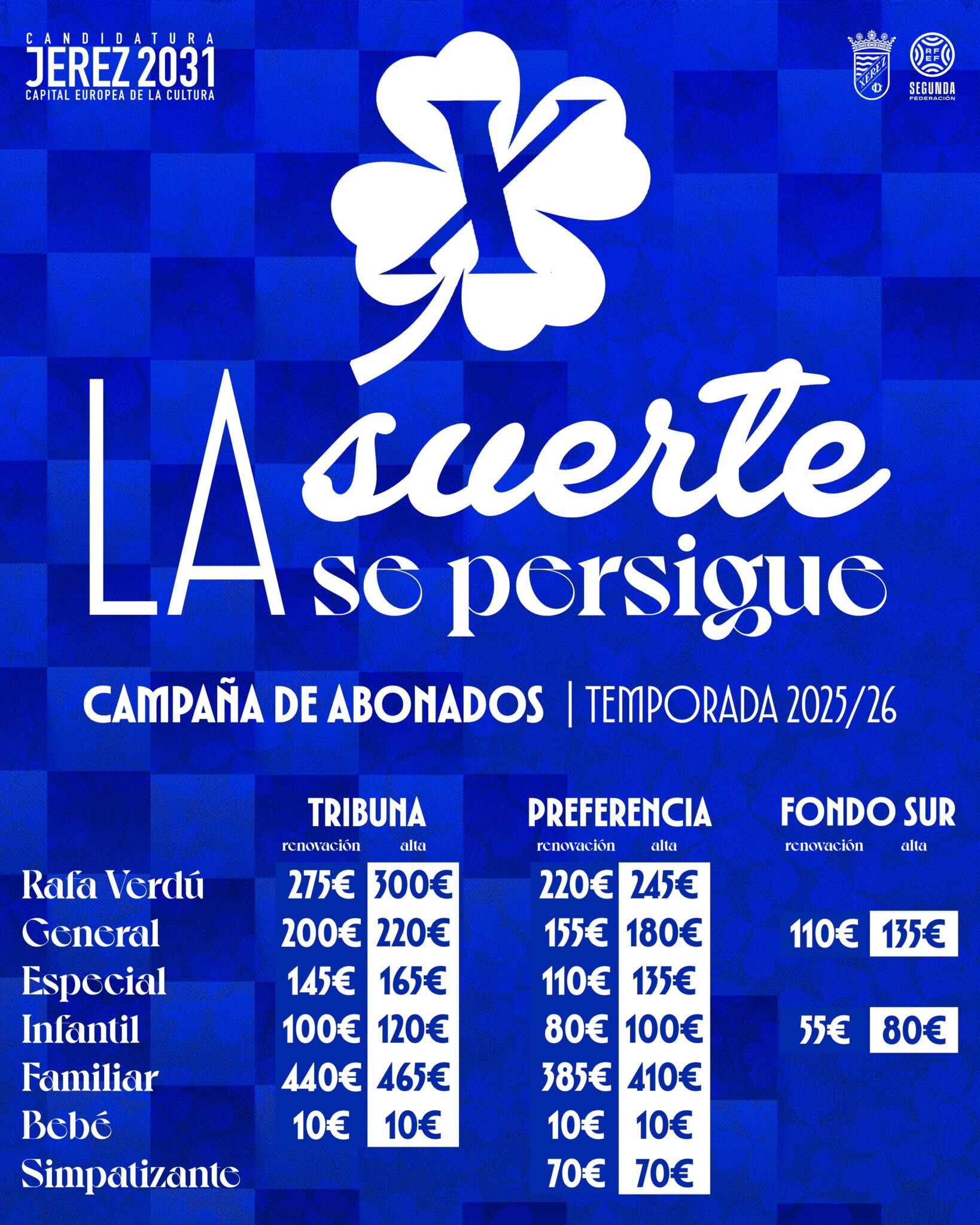 Precios de los abonos del Xerez CD para la temporada 25/26