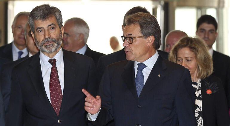 El president de la Generalitat, Artur Mas, al costat del president del Tribunal Suprem, Carlos Lesmes 