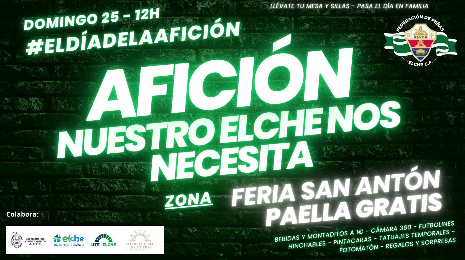 La Federación de Peñas del Elche invita a los aficionados a sus actividades