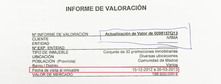 Documento que prueba que la tasación se encargó cuatro días después de la celebración del Consejo de Administración del IVIMA