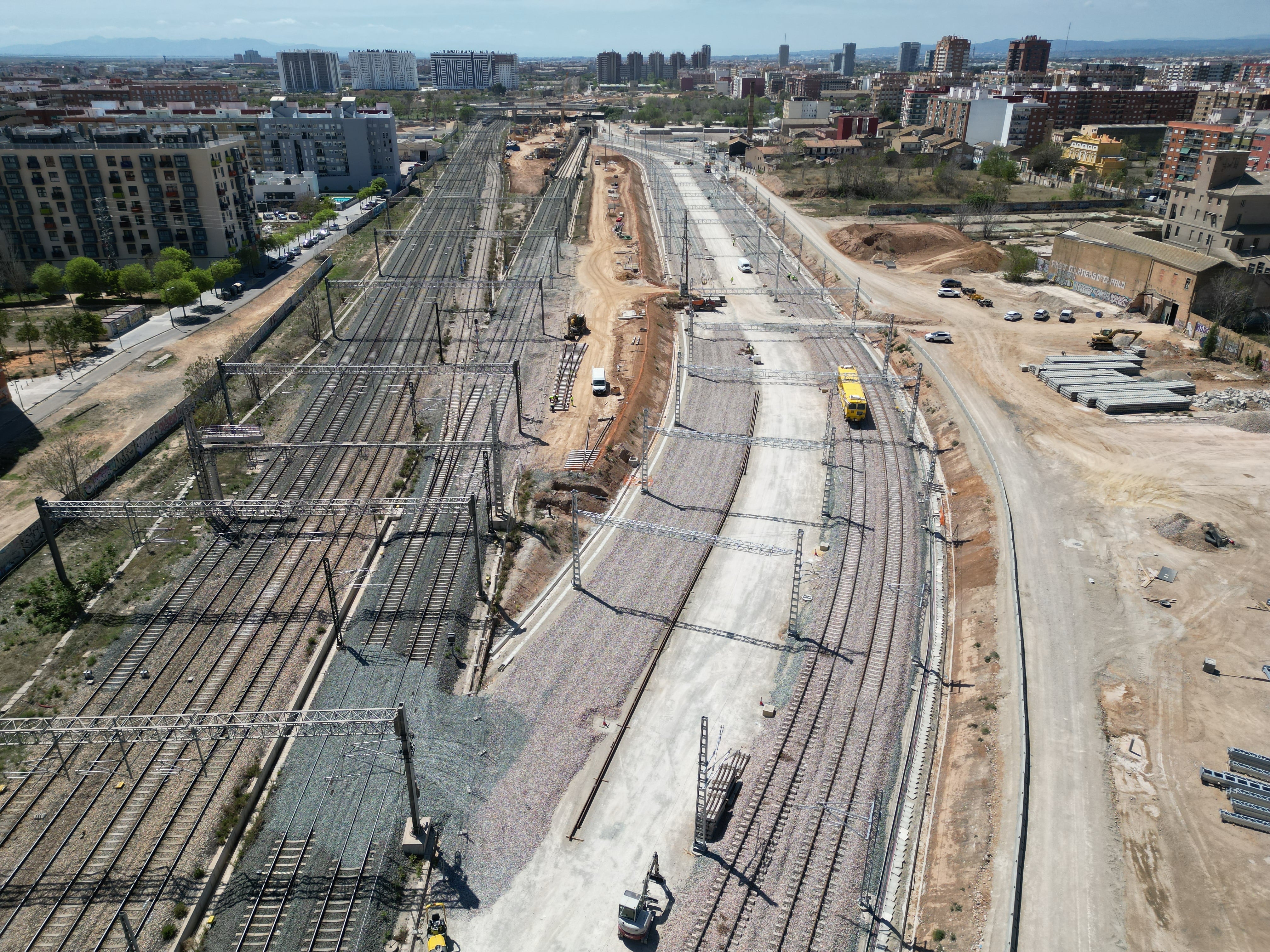 Vista de las obras del canal de acceso ferroviario a València