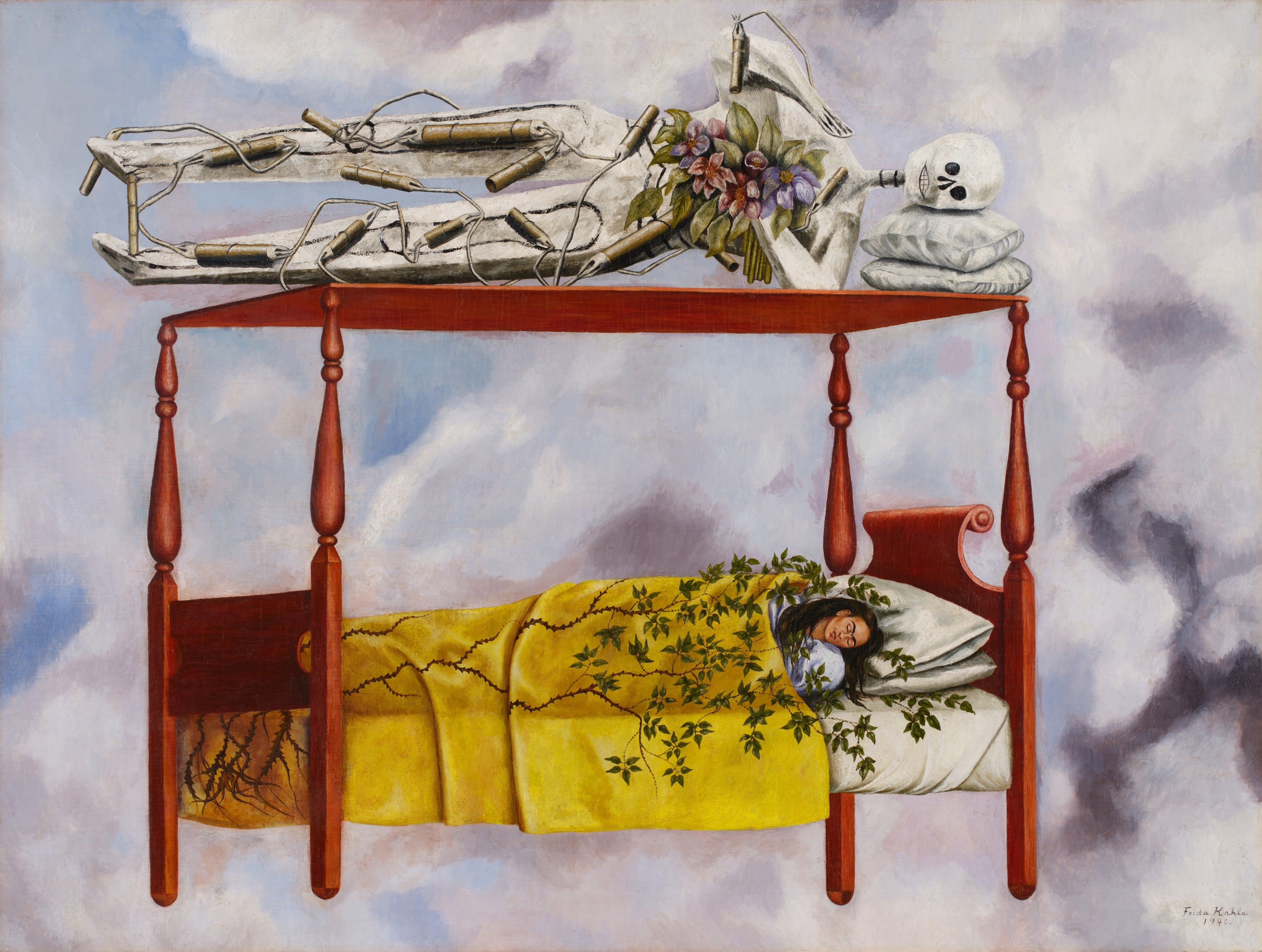 Fotografía cedida por Sotheby&#039;s del autorretrato surrealista &#039;El Sueño (La cama)&#039; de la pintora mexicana Frida Kahlo