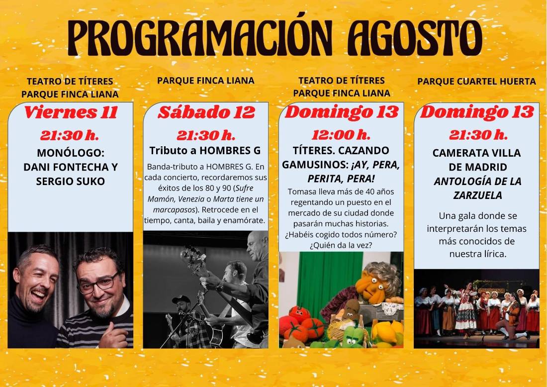 Programación cultural agosto.