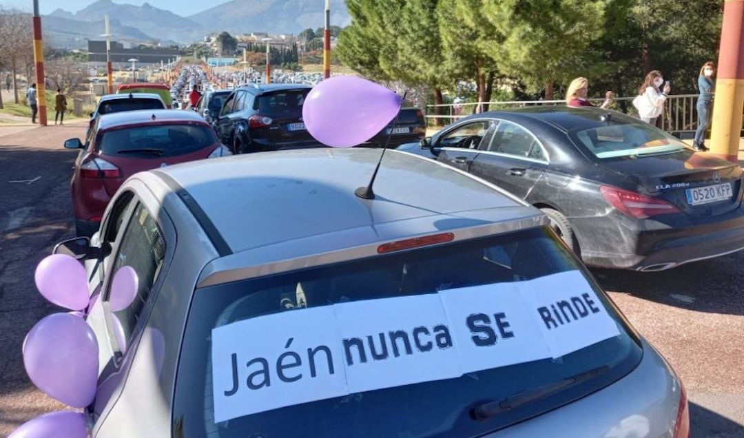 Coches que participaron en la caravana protesta del pasado domingo, 14 de febrero.