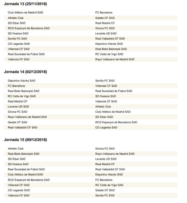 Calendario completo de LaLiga