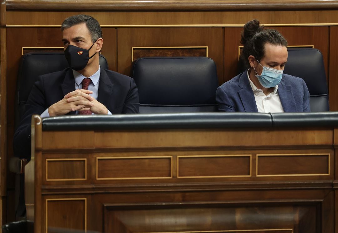 Pedro Sánchez y Pablo Iglesias en una foto de archivo en el Congreso de los Diputados