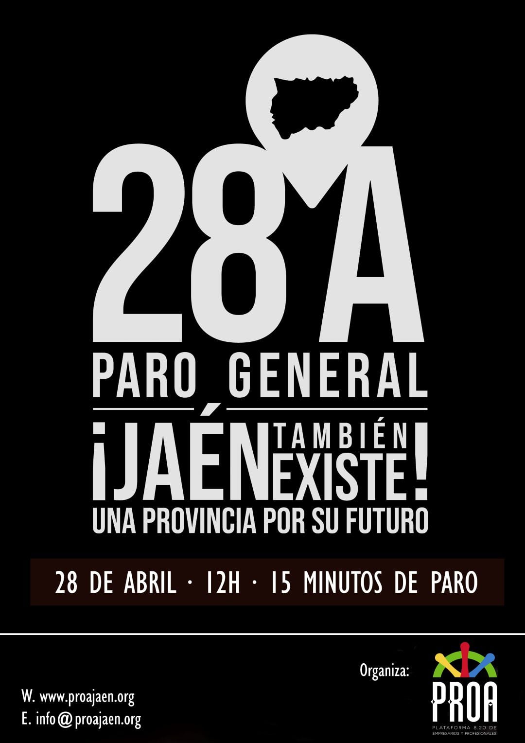 Cartel de la jornada reivindicativa convocada por PROA Jaén este 28 de abril.