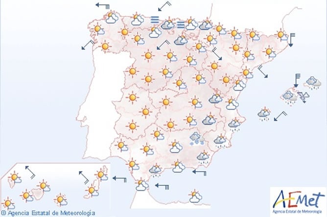 Mapa de la predicción meteorológica para este 27 de noviembre de 2013