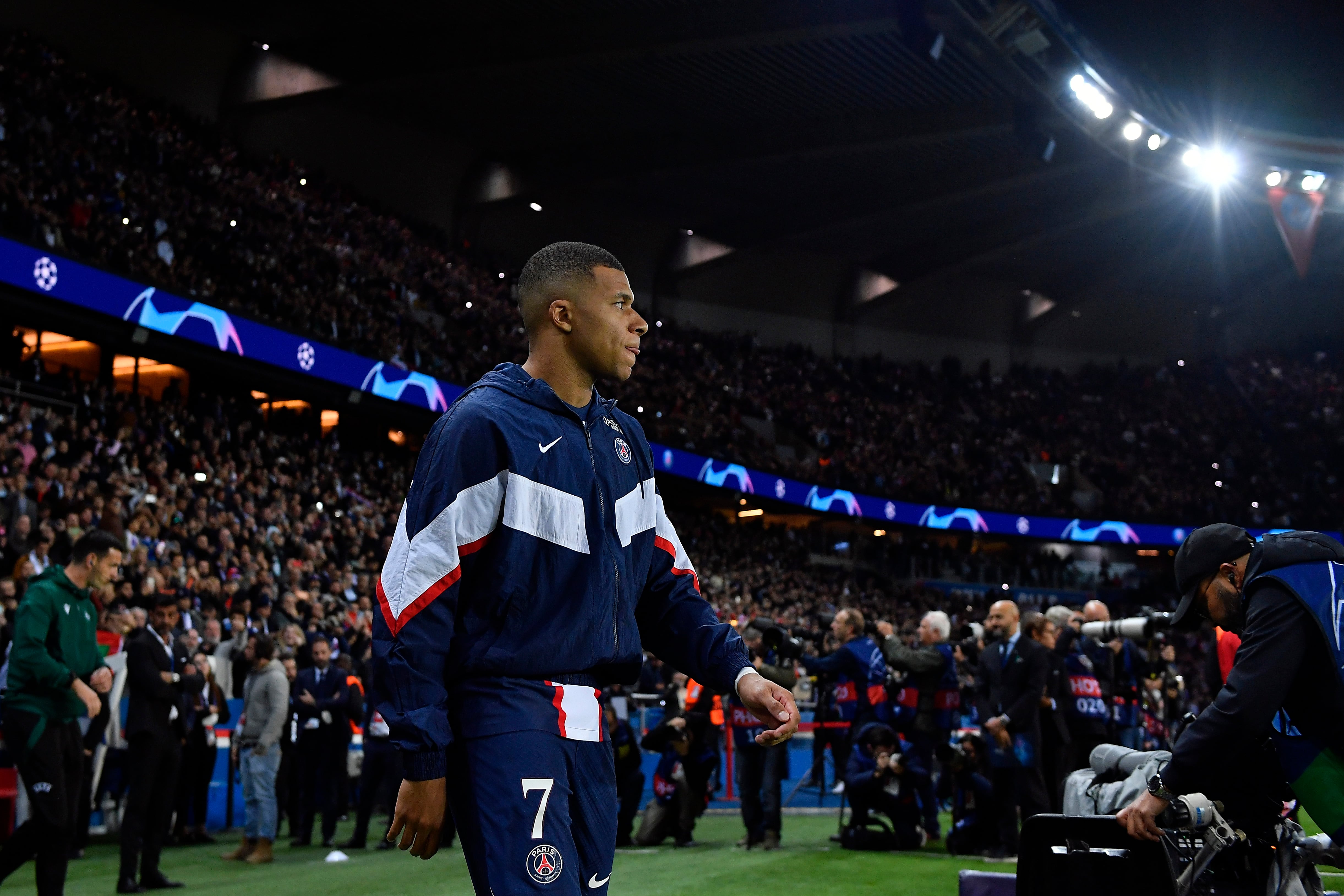 Kylian Mbappé, durante el PSG-Benfica de Champions.