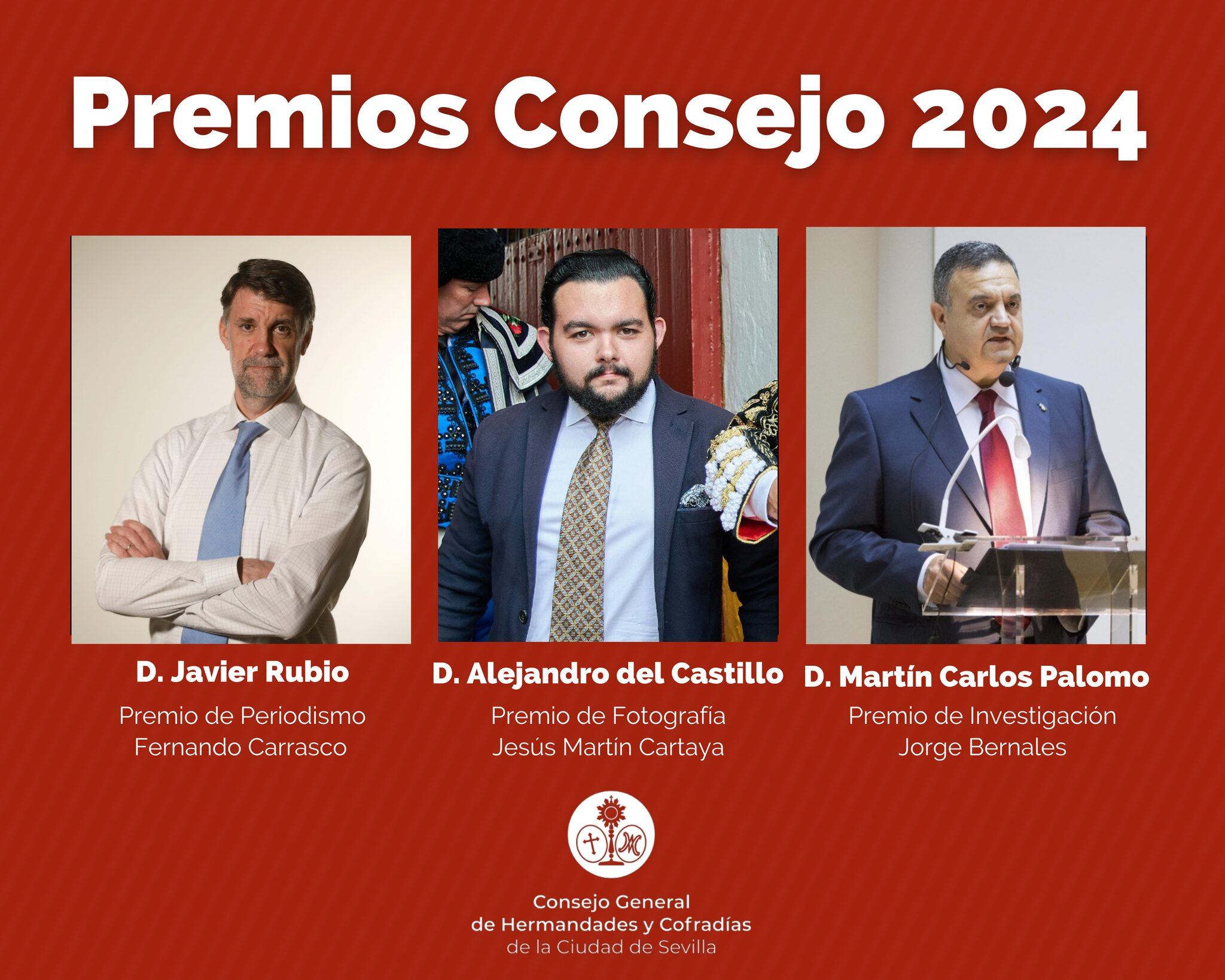 Imagen de los galardonados por el Consejo de Cofradías en sus Premios Periodísticos, Fotográficos y de Investigación 2024