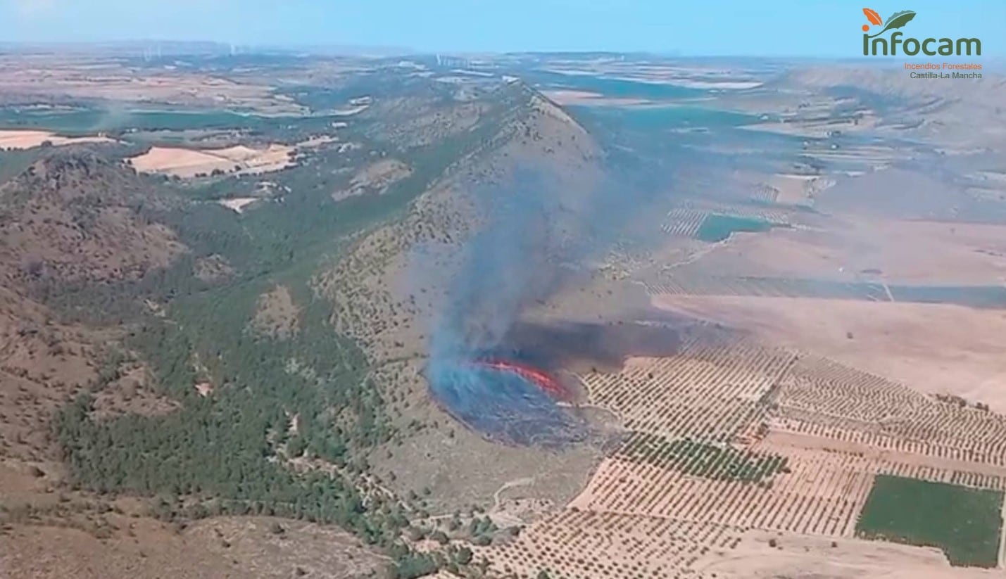 Imagen del incendio forestal declarado este viernes en Tobarra (Albacete)