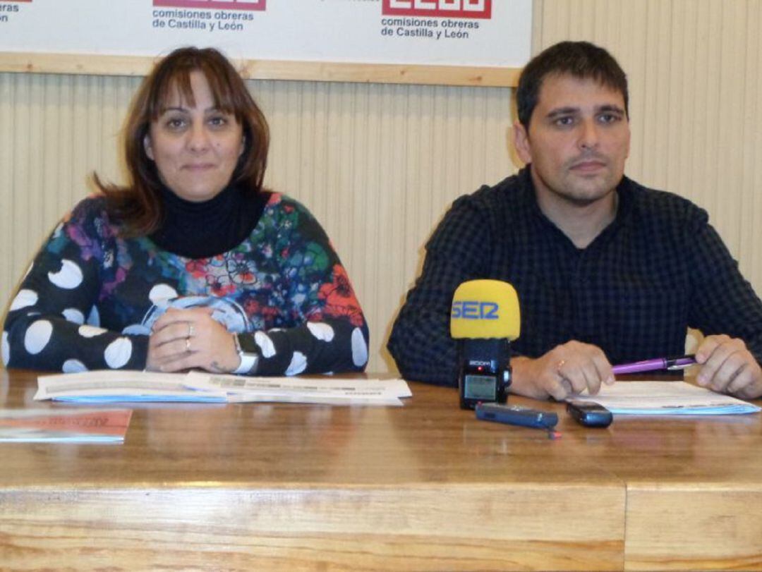Sheila Mateos, secretaria de Salud Laboral en Burgos y Jorge Melero, secertario comarcal de CCOO en una imagen de archivo
