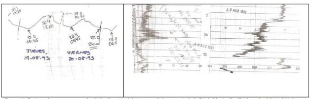 Datos registrados en el reventón cálido de Morón (Sevilla) de 1993.