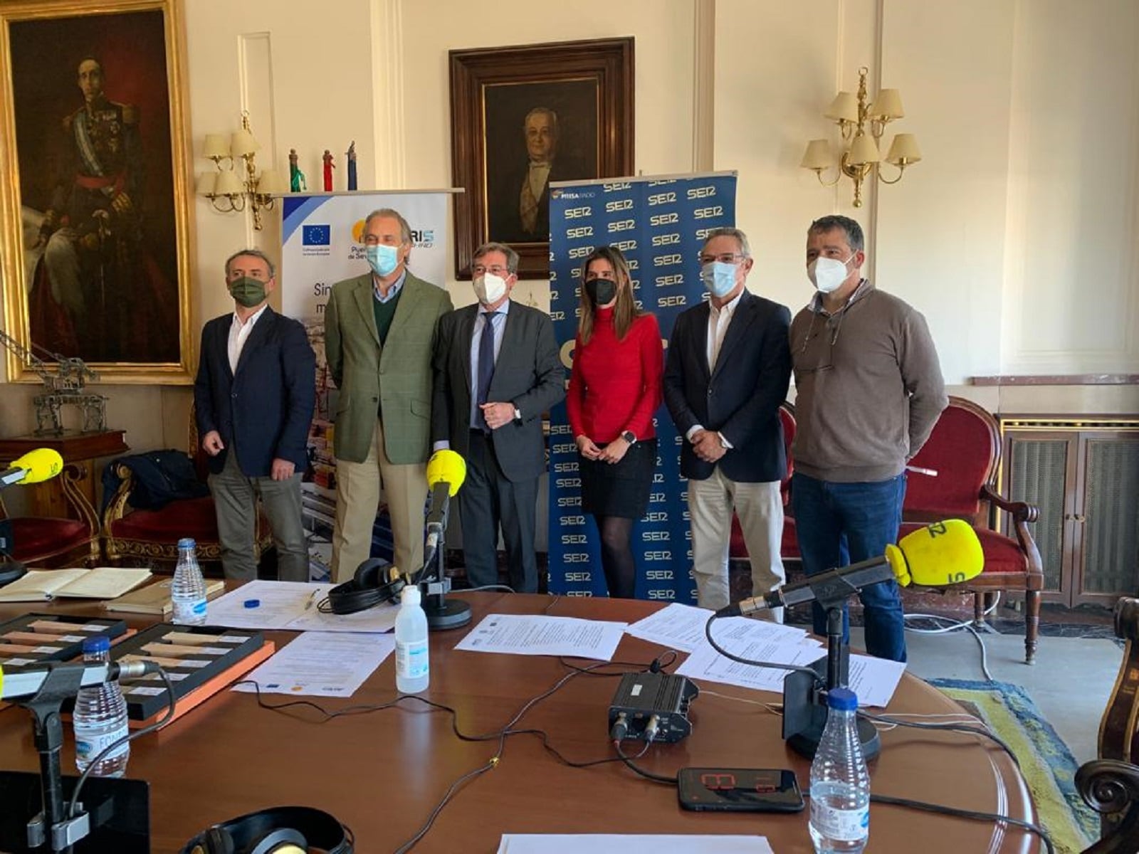 Simón Onrubia, Francisco Rodríguez, Rafael Carmona, Alicia Yanes, Salomón Hachuel y Antonio Bejarano