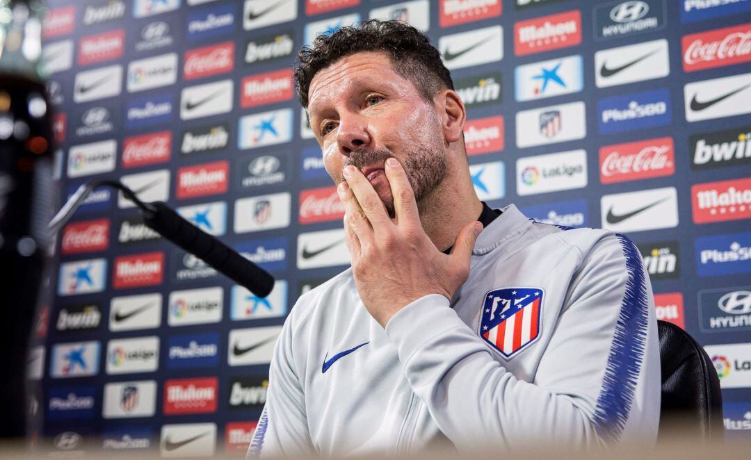 Diego Pablo Simeone, en la rueda de prensa previa al choque de Copa entre el Atlético y el Sant Andreu.