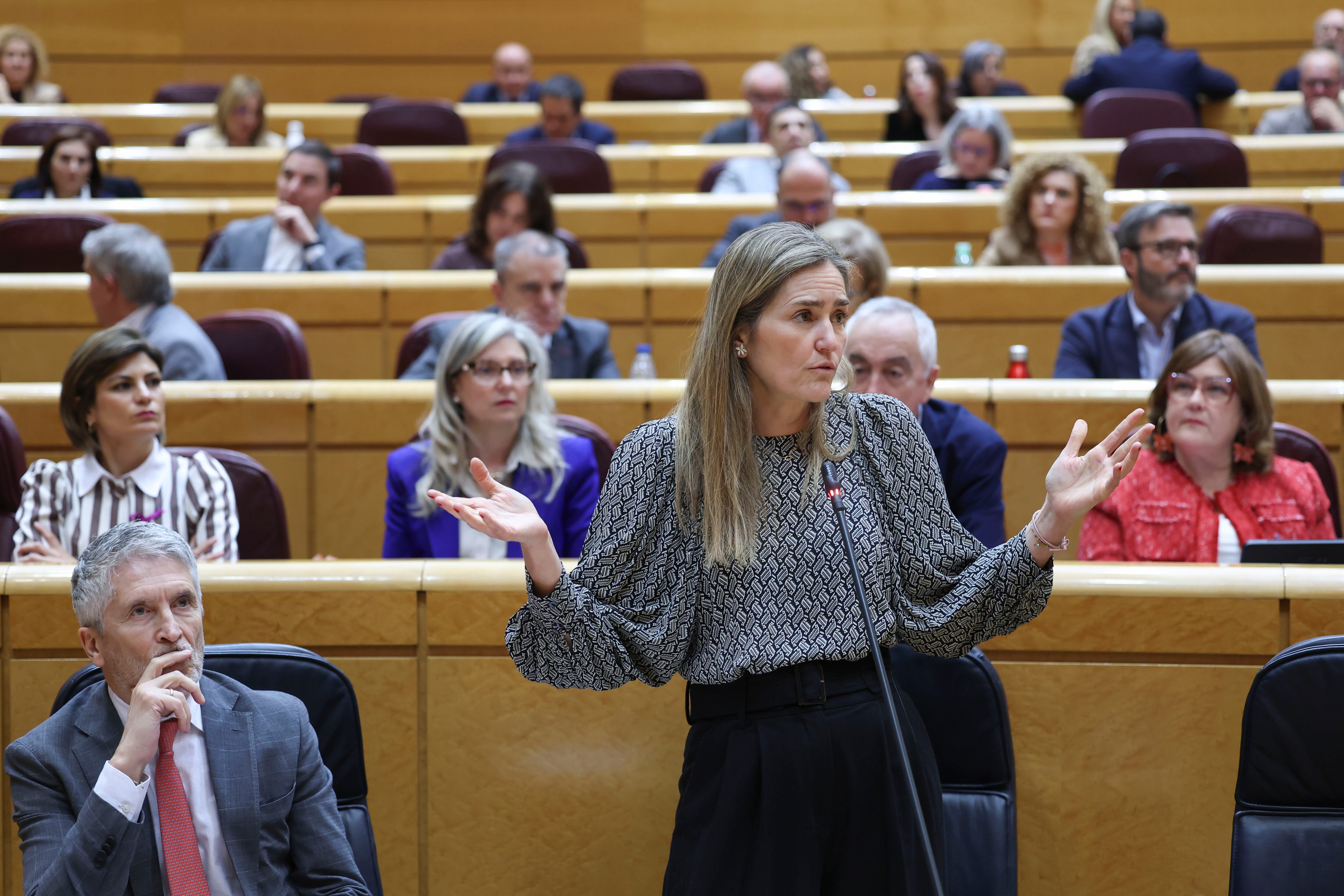 MADRID, 03/03/2026.- La vicepresidenta tercera del Gobierno, Sara Aagesen, interviene durante la sesión de control al Gobierno celebrada por el pleno del Senado, este martes en Madrid. EFE/ Kiko Huesca