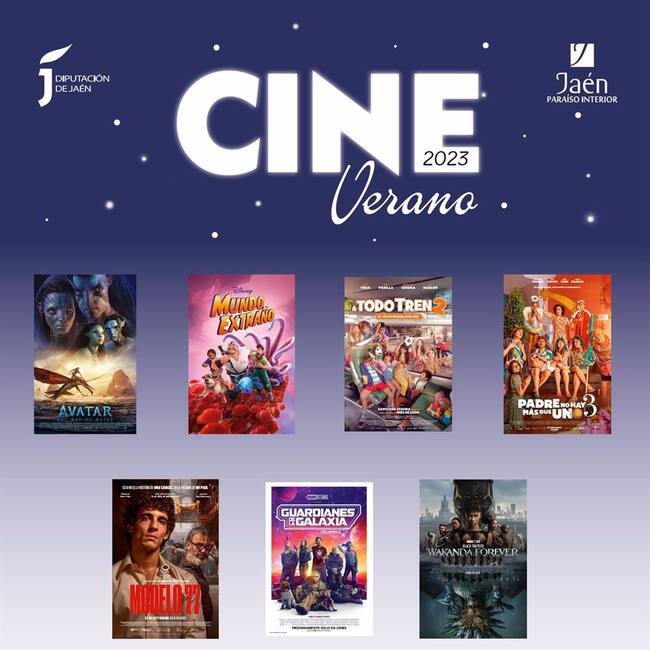 Cartel con las películas de Cineverano 2023