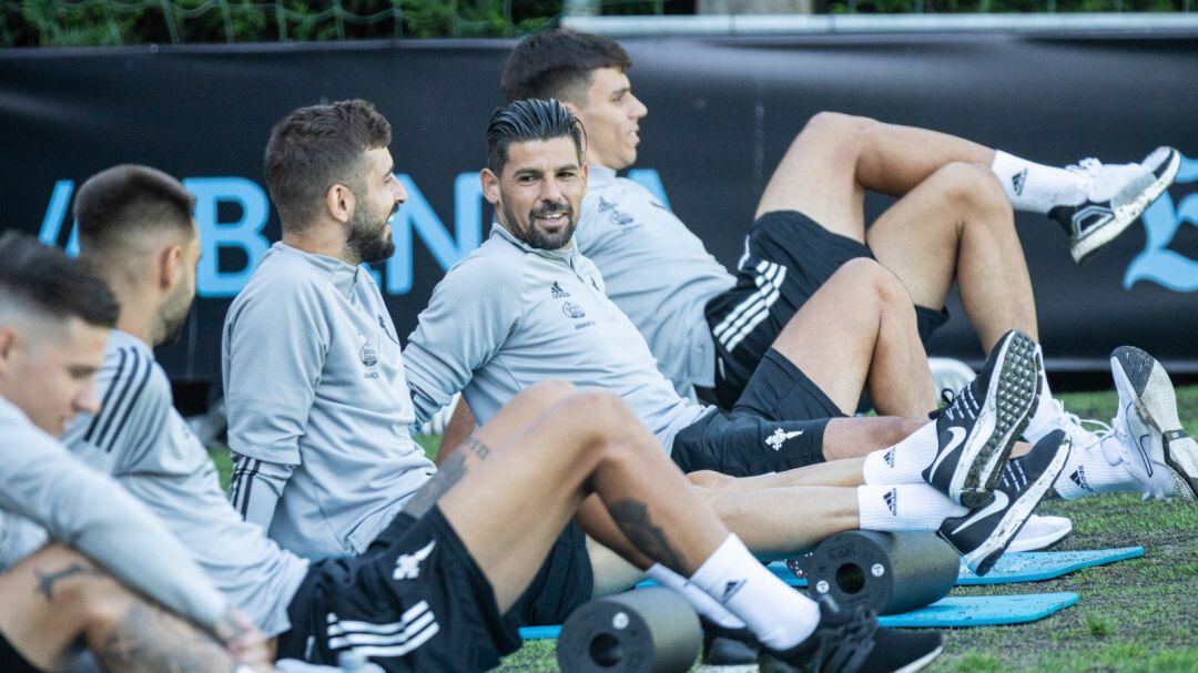 Nolito durante un entrenamiento en A Madroa