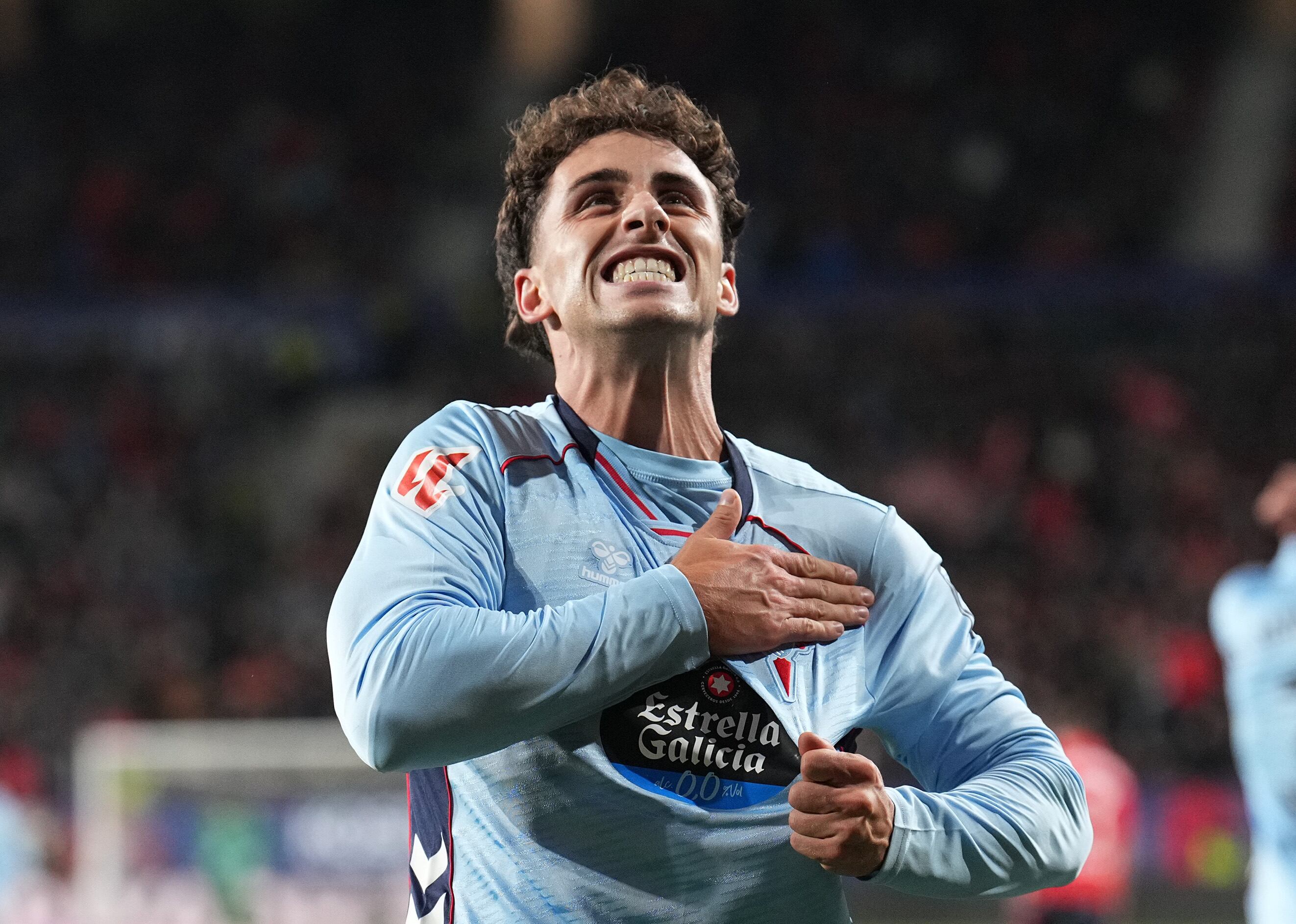 Pablo Durán celebra un gol durante el Osasuna-Celta de Vigo
