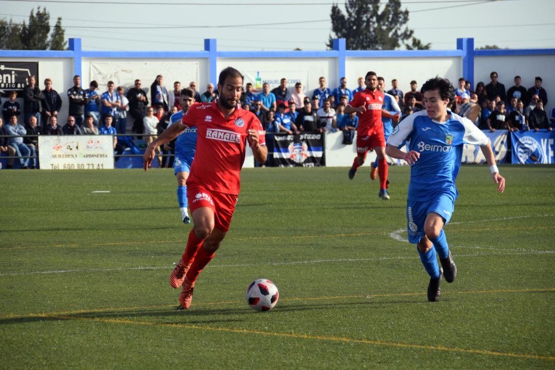 Alberto Heredia durante el partido del Xerez DFC en La Granja