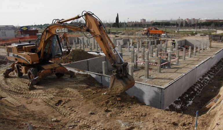 Obras de construcción de un colegio en Getafe