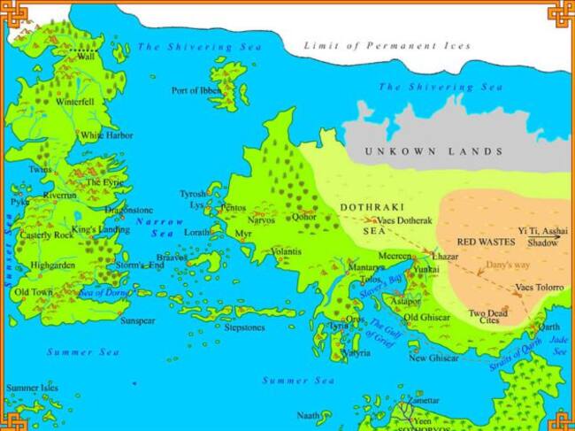 Mapa de Essos y Poniente.