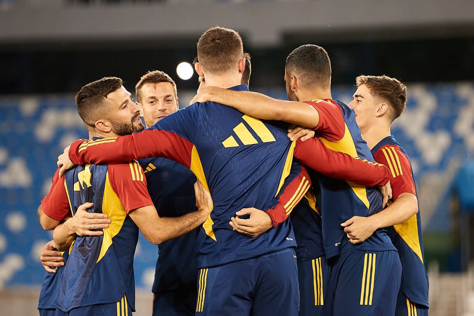 Los jugadores españoles en el último entrenamiento antes de medirse a Georgia