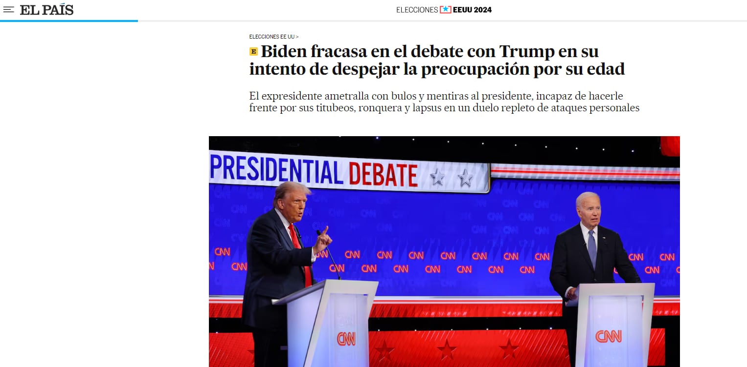 El País habla sobre el fracaso de Biden.