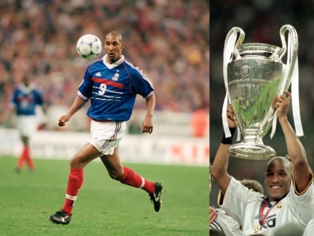 Anelka con la selección de Francia y alzando la Champions League con el Real Madrid