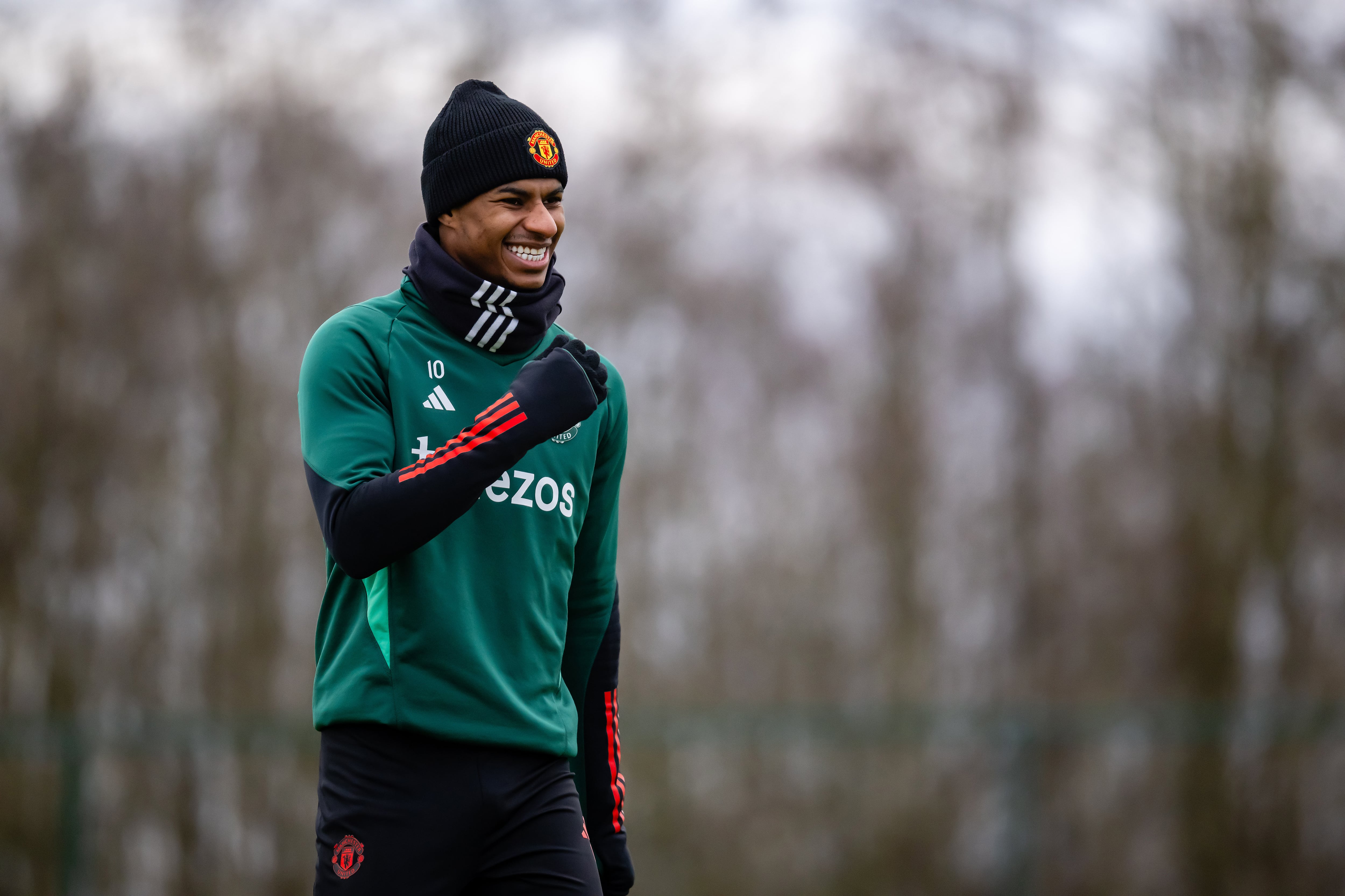 Marcus Rashford, durante un entrenamiento con el Manchester United