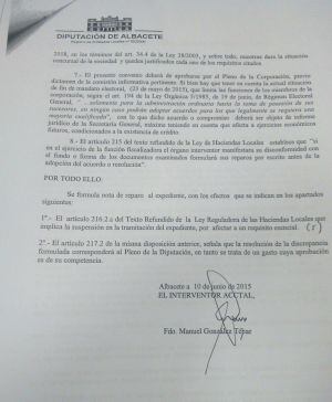 Informe del interventor del mes de junio