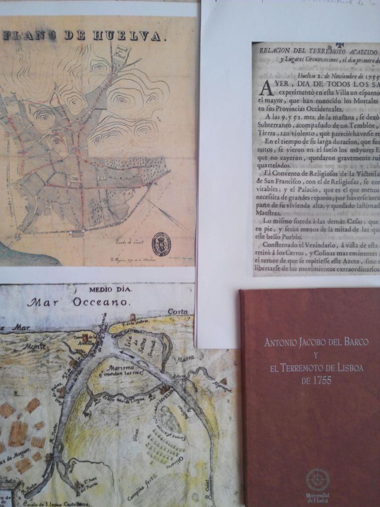 Mapas antiguos de Huelva sobre el terremoto de 1755