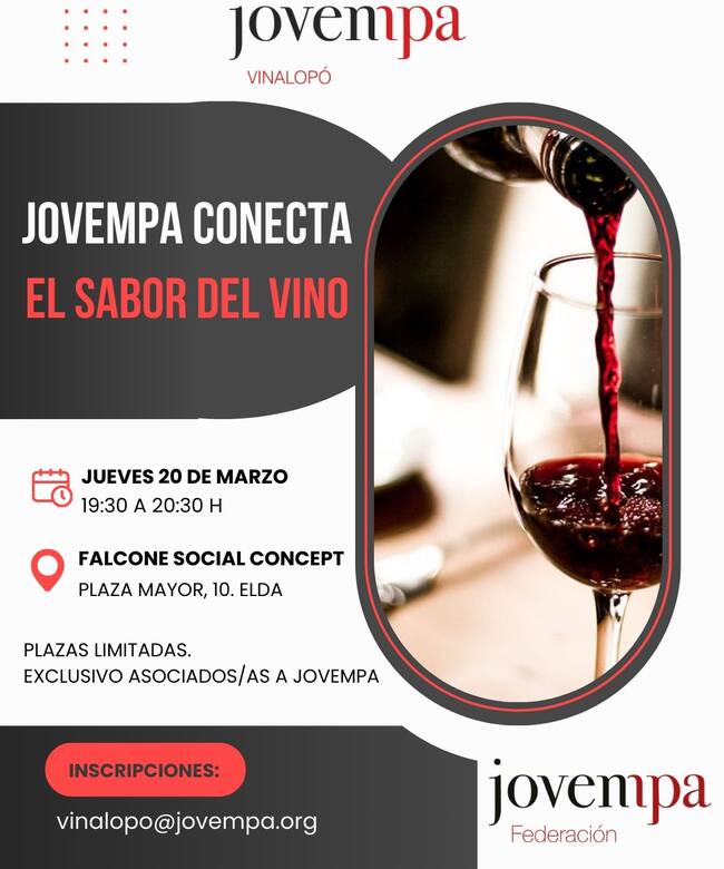Cartel del evento "Jovempa conecta El sabor del vino"