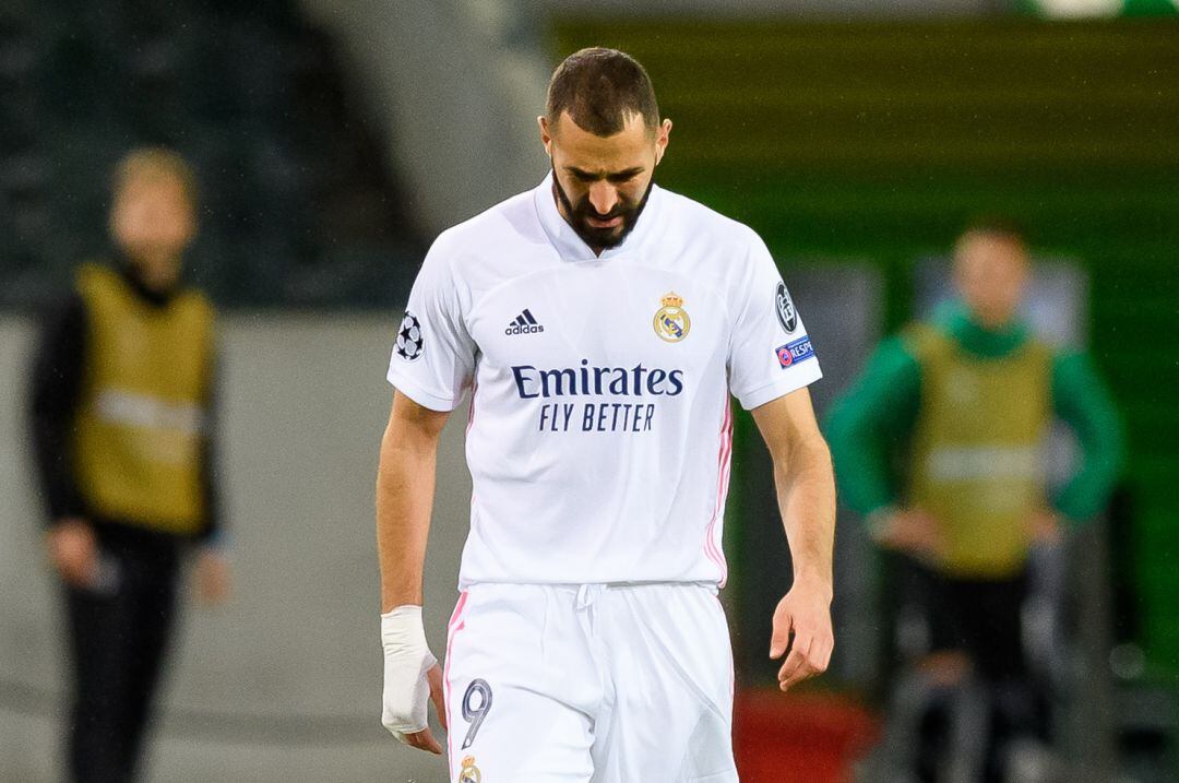 Benzema, durante el Borussia Monchengladbach - Real Madrid