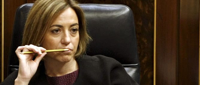 La ministra de Defensa, Carme Chacón, en el Congreso de los Diputados