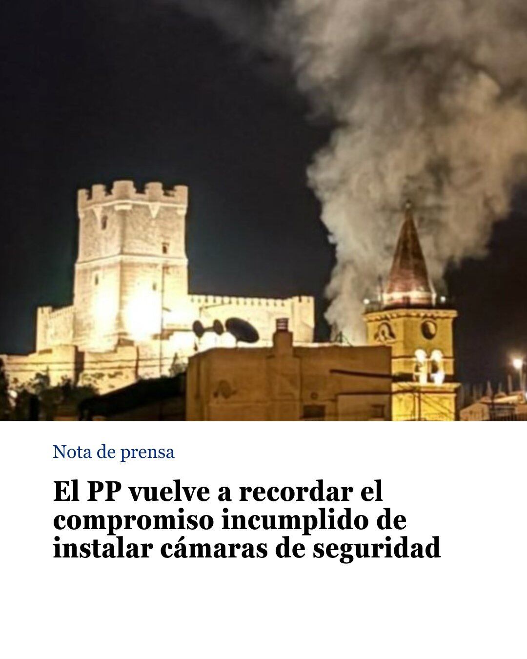 Imagen del incendio. Foto PP Villena