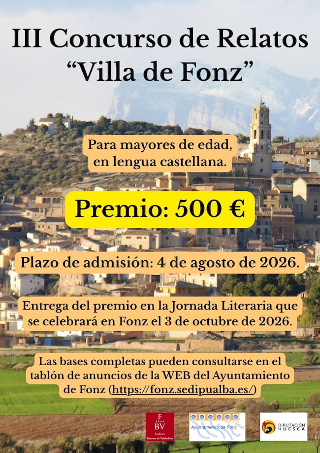 Cartel de Fonz convoca la tercera edición del Concurso de Relatos “Villa de Fonz”