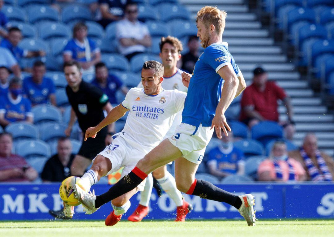 Lucas Vázquez en el encuentro ante el Rangers