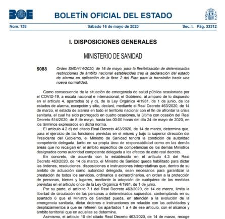 Las novedades del BOE en las fases de la desescalada.