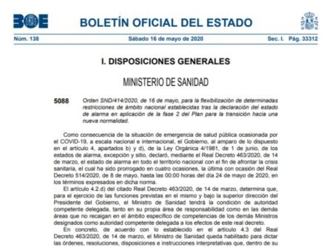 Las novedades del BOE en las fases de la desescalada.