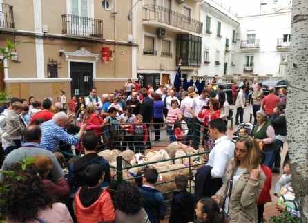 La comitiva se prepara para el desfile de la &quot;Ofrenda de los Borregos&quot; a la Virgen de la Cabeza