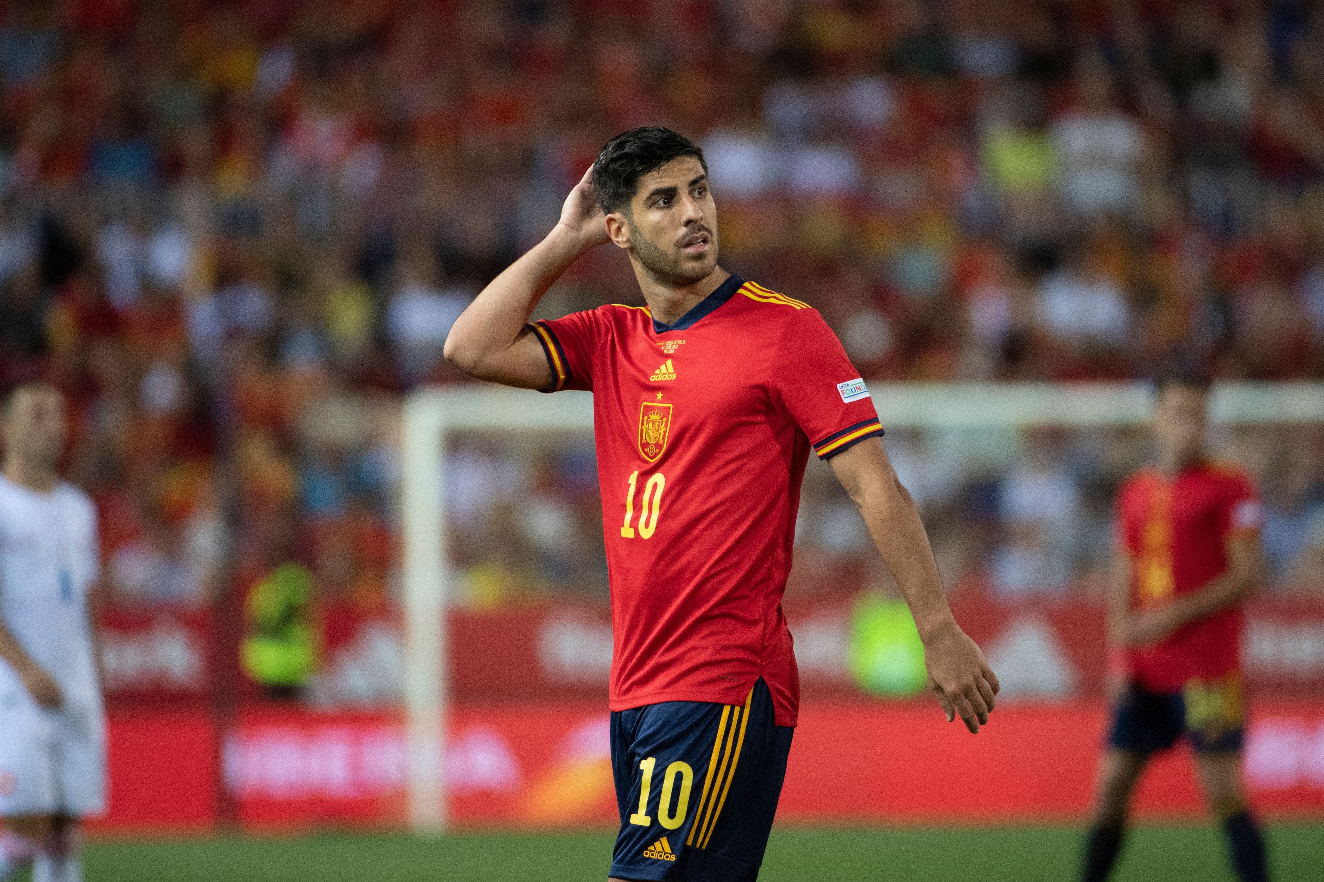 Marco Asensio, con la Selección española durante el encuentro frente a la República Checa