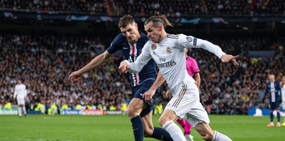 Gareth Bale, durante el partido ante el PSG de Champions